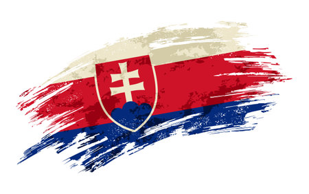Slovakian flag brush stroke grunge background. Vector illustration.のイラスト素材
