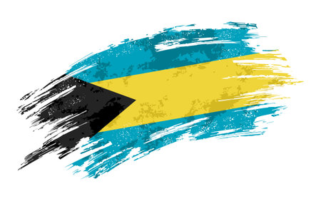 Bahamian flag brush stroke grunge background. Vector illustration.のイラスト素材