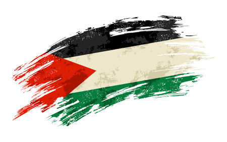 Palestinian flag brush stroke grunge background. Vector illustration.のイラスト素材