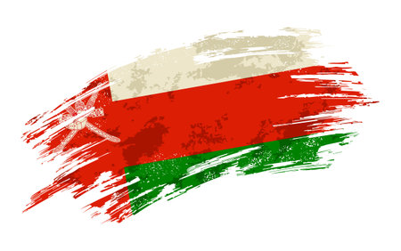 Omani flag brush stroke grunge background. Vector illustration.のイラスト素材