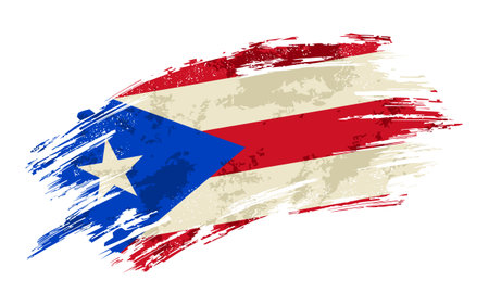 Puerto Rican flag brush stroke grunge background. Vector illustration.のイラスト素材