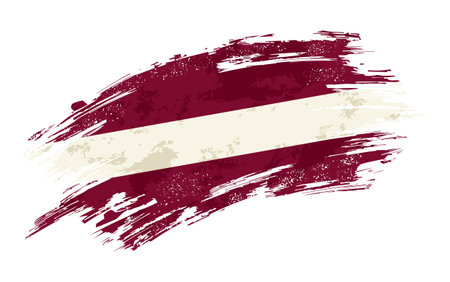 Latvian flag brush stroke grunge background. Vector illustration.のイラスト素材