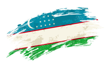 Uzbekistani flag brush stroke grunge background. Vector illustration.のイラスト素材