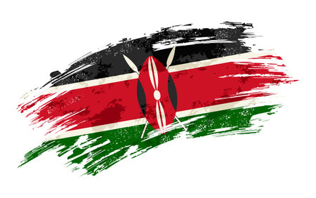 Kenyan flag brush stroke grunge background. Vector illustration.のイラスト素材