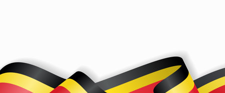 Belgian flag stylized wavy ribbon abstract background layout. Vector illustration.のイラスト素材