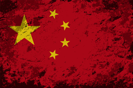 Chinese flag brush stroke grunge style background. Vector illustration.のイラスト素材