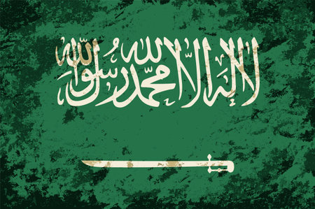 Saudi Arabian flag brush stroke grunge style background. Vector illustration.のイラスト素材