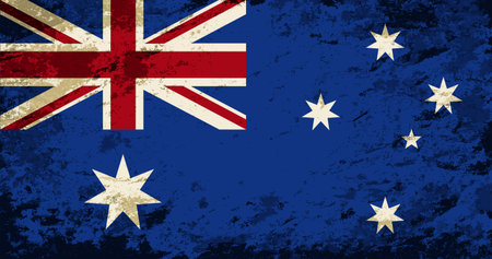 Australian flag brush stroke grunge style background layout. Vector illustration.のイラスト素材