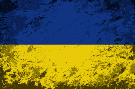 Ukrainian flag brush stroke grunge style background layout. Vector illustration.のイラスト素材