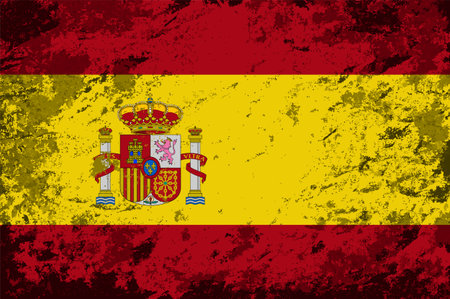 Spanish flag brush stroke grunge style background layout. Vector illustration.のイラスト素材