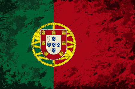 Portuguese flag brush stroke grunge style background layout. Vector illustration.のイラスト素材