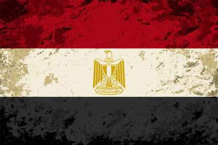 Egyptian flag brush stroke grunge style background layout. Vector illustration.のイラスト素材