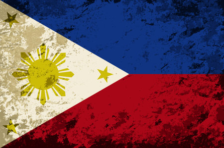 Philippines flag brush stroke grunge style background layout. Vector illustration.のイラスト素材