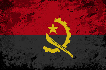 Angolan flag brush stroke grunge style background layout. Vector illustration.のイラスト素材