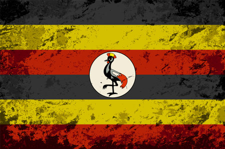 Ugandan flag brush stroke grunge style background layout. Vector illustration.のイラスト素材