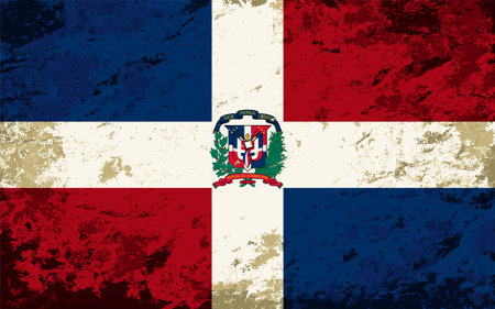 Dominican Republic flag brush stroke grunge style background layout. Vector illustration.のイラスト素材