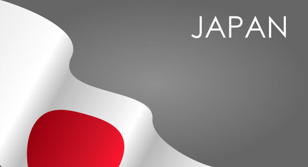 Japanese flag waving on gray background layout. Vector illustration.のイラスト素材
