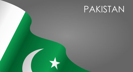 Pakistani flag waving on gray background layout. Vector illustration.のイラスト素材