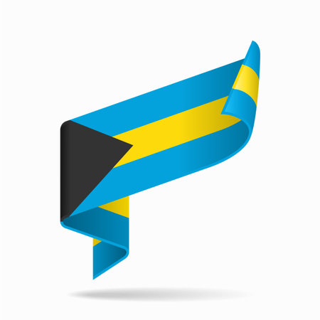 Bahamian flag ribbon icon for patriotic, cultural, or national-themed designs. Vector illustration.のイラスト素材