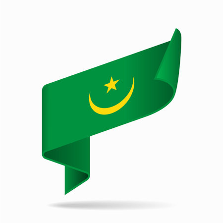Mauritanian flag ribbon icon for patriotic, cultural, or national-themed designs. Vector illustration.のイラスト素材