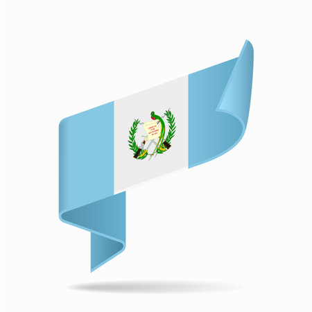 Guatemalan flag ribbon icon for patriotic, cultural, or national-themed designs. Vector illustration.のイラスト素材