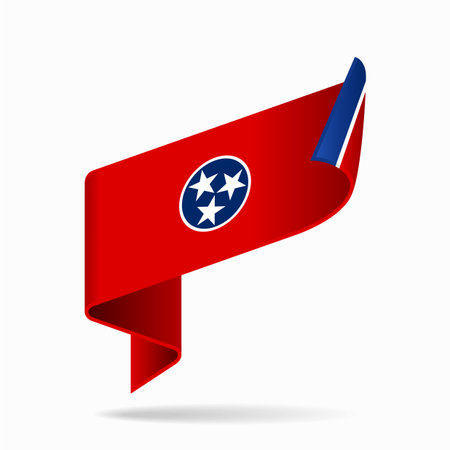 Tennessee flag ribbon icon for patriotic, cultural, or national-themed designs. Vector illustration.のイラスト素材