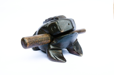 Wooden frog handmade, Asian souvenirの写真素材