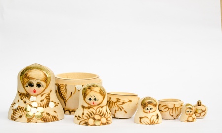 set of painted russian dollsの写真素材