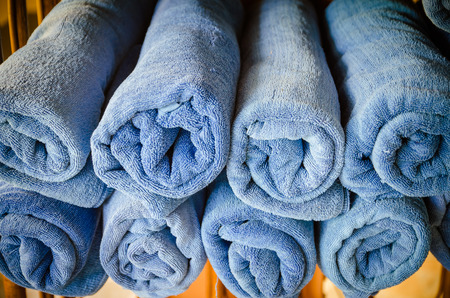 Blue towels pileの写真素材