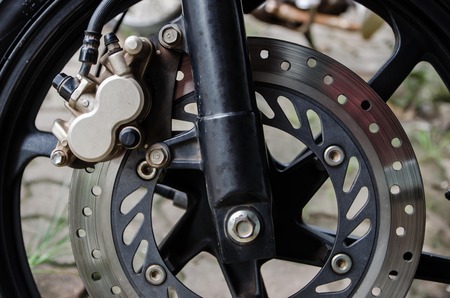 Closeup detail of a motorcycleの写真素材