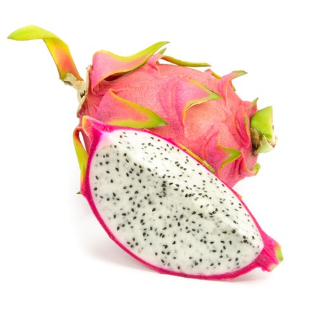 Close up Dragon Fruit on white backgroundの写真素材