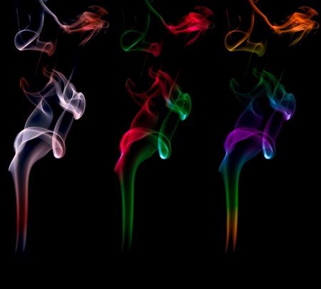 Abstract smoke isolated on black backgroundの写真素材