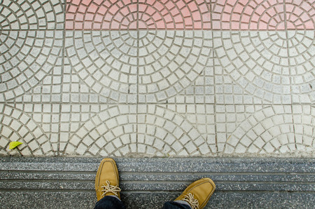 Foot and legs seen from above. Selfieの写真素材