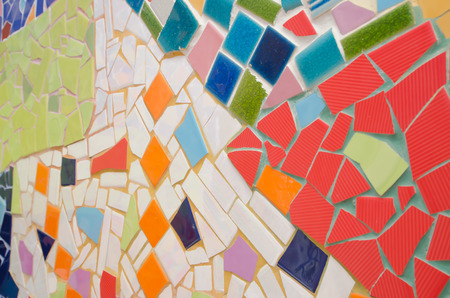 art tile wall made from crack tile,background made of ceramic tiles.