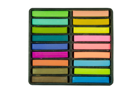 A Box of Artists Pastels on white background