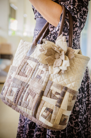 the Quilting Bag In the hands of womenの写真素材