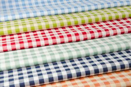 Multi-colored kitchen towels. Colorful kitchen towels.Colorful tablecloth.の写真素材