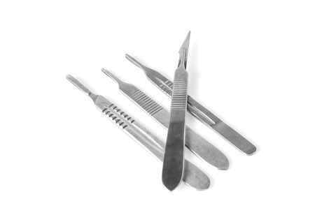scalpel for laboratories on the white backgroundの写真素材