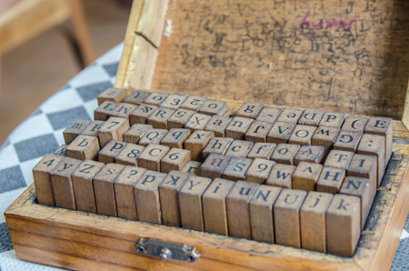 alphabets stamp. alphabets stamp in the box.