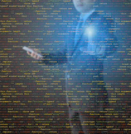website development - programmer writing HTML, CSS and Java Script codeの写真素材
