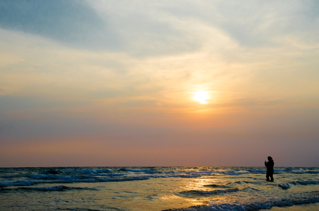 happy people enjoy summer vacation on the beachの写真素材
