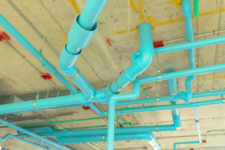 Solid waste & sanitary PVC pipeline suspension.の写真素材