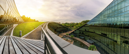 Modern architectural building of Nanyang Technological University, Singaporeの写真素材