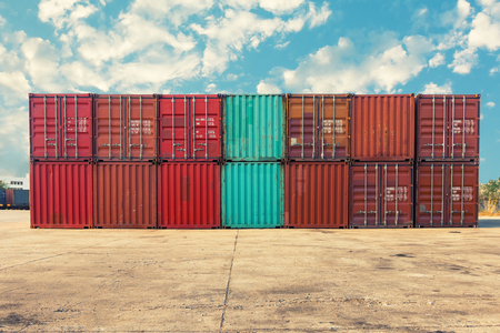 Handling stack of container shipping, Transportation business.の写真素材