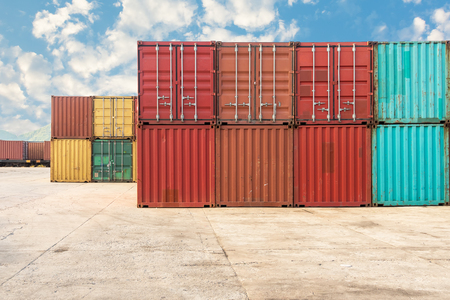 Handling stack of container shipping yard.の写真素材