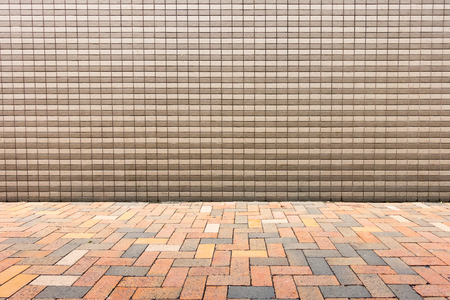Ceramic tile wall and footpath walkway., Texture background.の写真素材