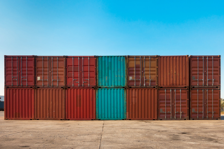 Container handling and storage in shipyard.の写真素材