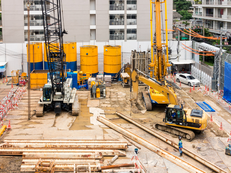 Construction site and foundation earthwork.
