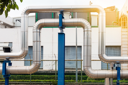Steam pipeline and distribution supply, Pipe rack.の写真素材