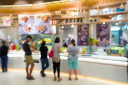 Abstract blurred in food court and shop retail in department store.の写真素材